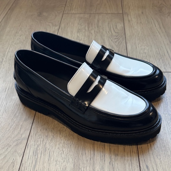 KOIO Arezzo Black and White Penny Loafers Men’s Size 10 New without Box - Picture 1 of 11